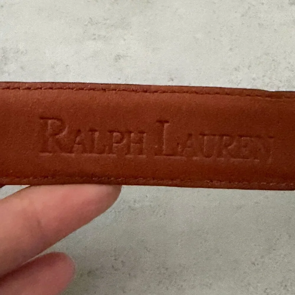 Vintage Ralph Lauren Brown Leather Embossed Crocodile Belt Silver Tone Buckle M